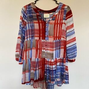 Colorful Plaid Button Blouse Muave Anthologie Cowgirl Western loose fit Size XS